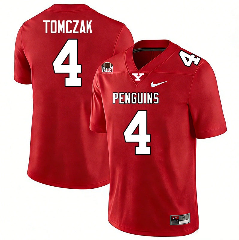 Youngstown State Penguins #4 Max Tomczak College Football Jerseys,Uniforms-Red